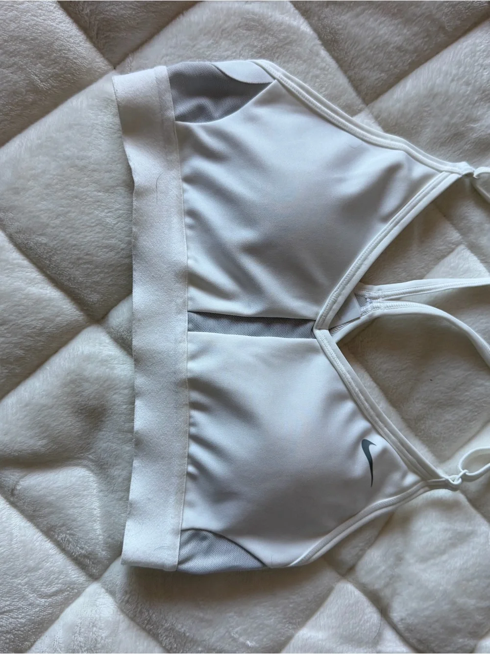 Nike White & Light Gray Strappy Sports Bra
